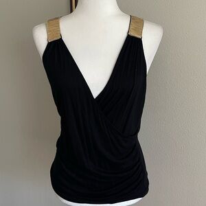 Dolled Up Black Top with Gold Accents